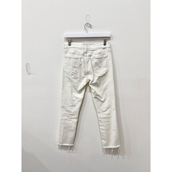 Mother High Waisted Rascal Crop Fray Jeans Fairest Of Them All Women's Size 28 - Picture 3 of 5
